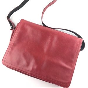 Wilsons Leather Red Satchel Bag Business Computer